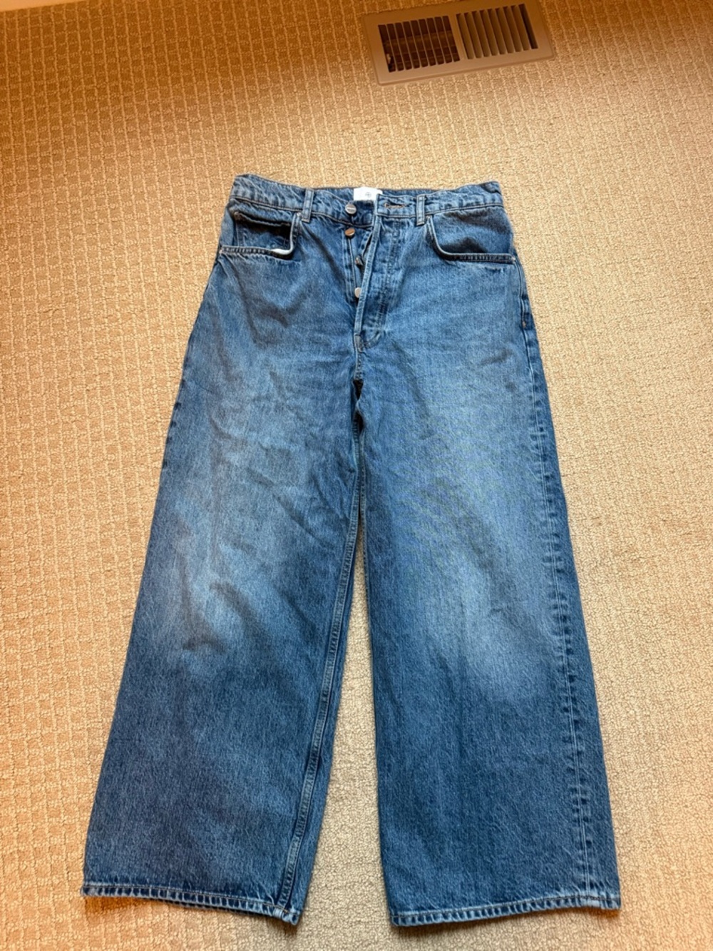 Anine Bing Wide-Leg High-Rise Jeans in Blue Denim